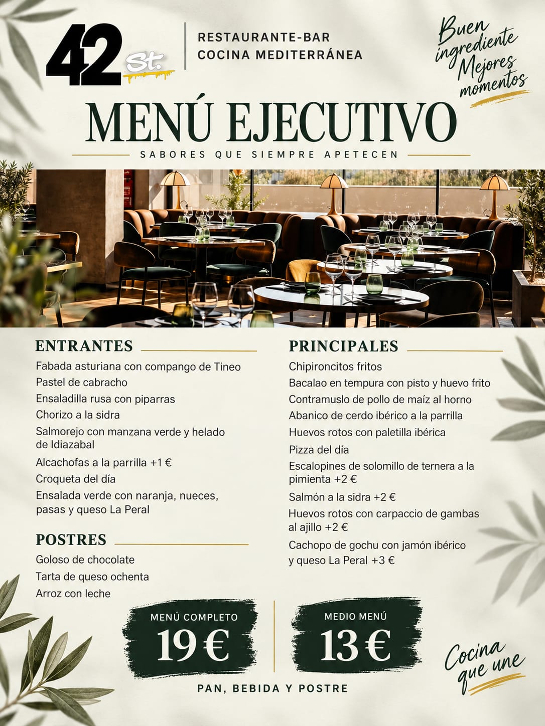 Menú del día en 42St Rivas